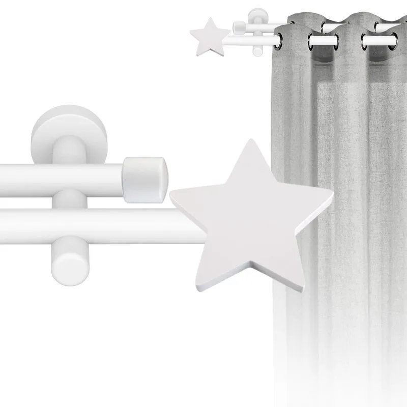 Tringle à rideau double Ø22mm Étoile Installation au mur