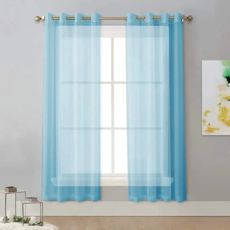 Voilage bleu clair fin