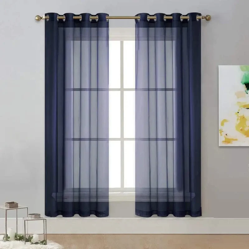Voilage bleu marine fin