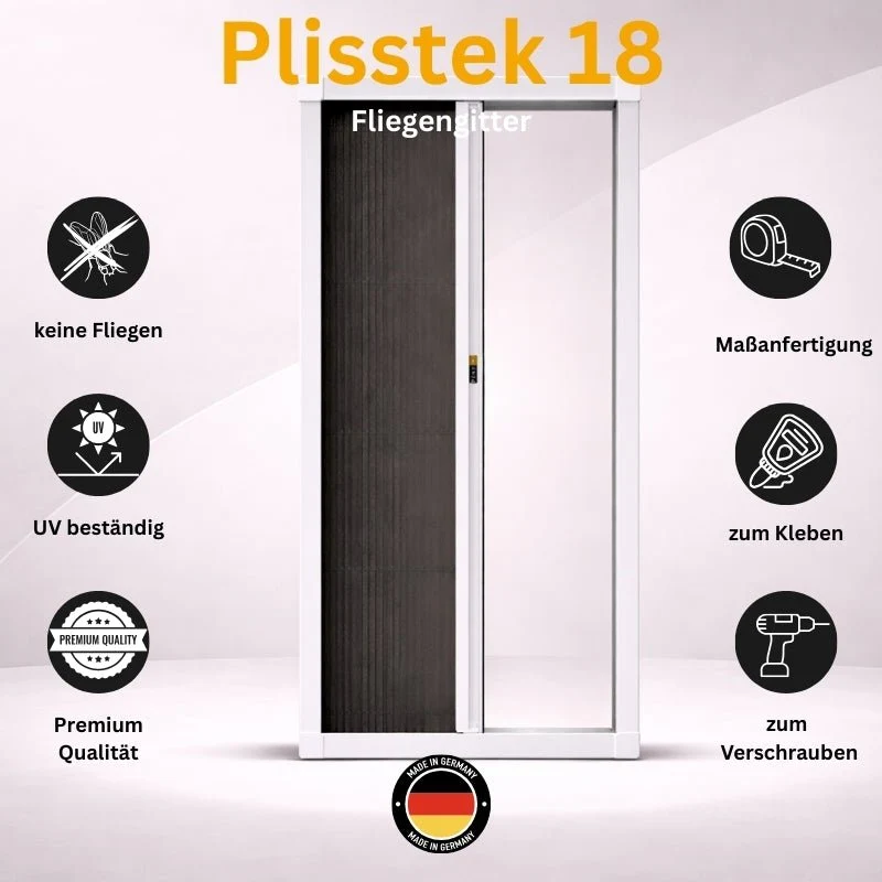 Plisstek18 Pro - Insektenschutz Plissee für Türen (zum schrauben oder kleben)