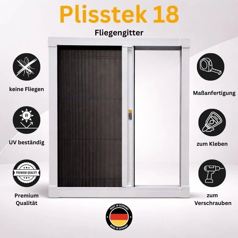 Plisstek18 Pro-Insektenschutz Plissee für Fenster(zum schrauben oder kleben)