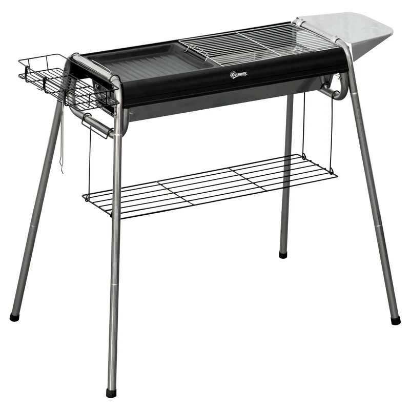 Outsunny Barbecue au charbon de bois barbecue portable avec grille 107x63x75 cm noir
