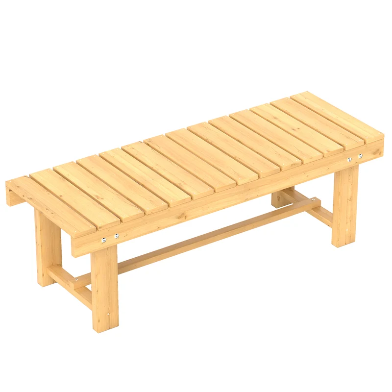 Outsunny Banc de jardin en bois 2 places Charge 250 kg 110x38x35 cm Naturel
