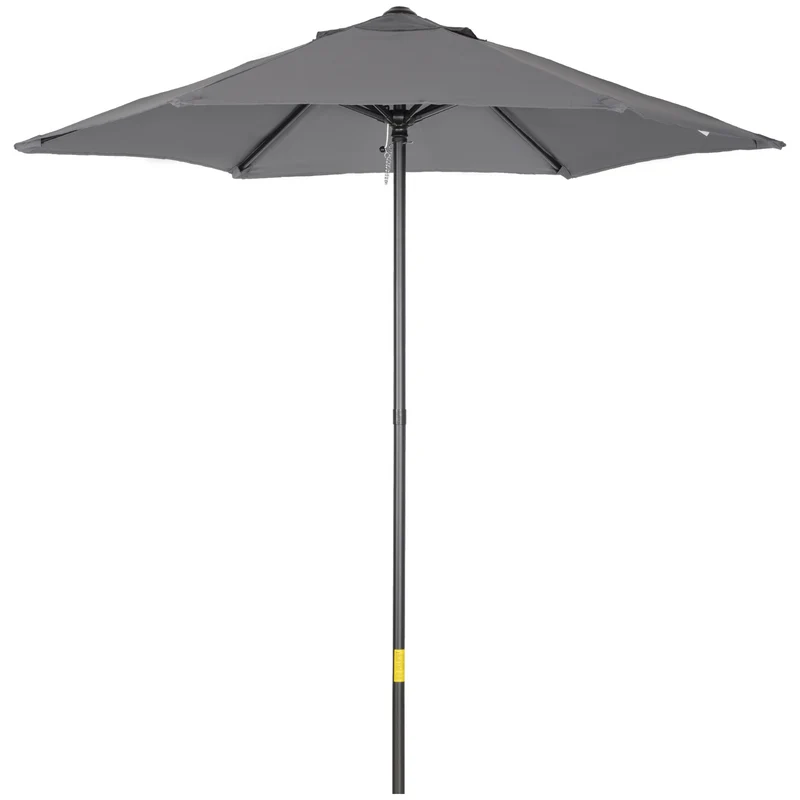 Outsunny Parasol de terrasse extérieur Ø2x2 m avec toit ventilé Gris foncé