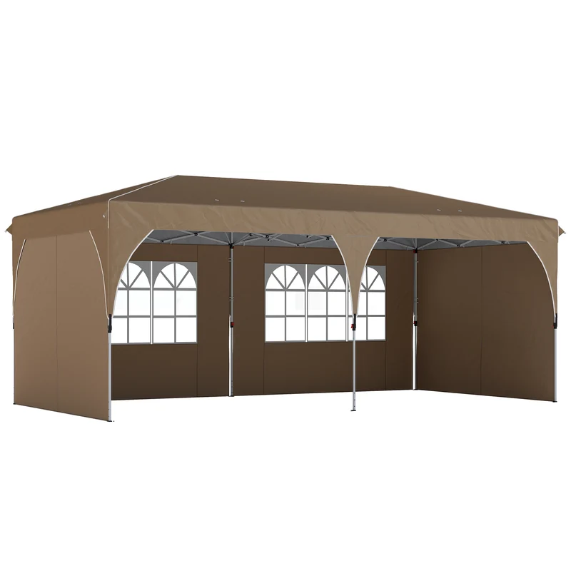 Outsunny Tente pliante 6x3 M avec montage rapide et bandes réfléchissantes Beige
