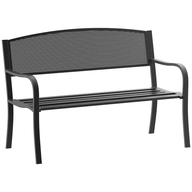 Outsunny Banc de jardin 2 places Charge 240 kg Pour patio 127x60x87 cm Noir