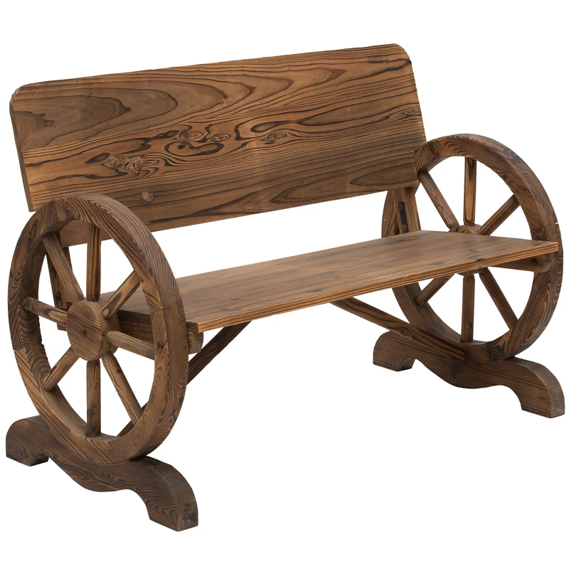 Outsunny Banc de jardin en bois avec accoudoirs 114x58x80 cm Carbonisé