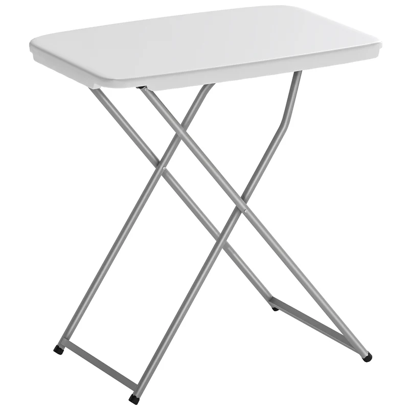 Outsunny Table Pliante Camping Portable Avec Hauteur Réglable 75x50x73,5cm Blanc