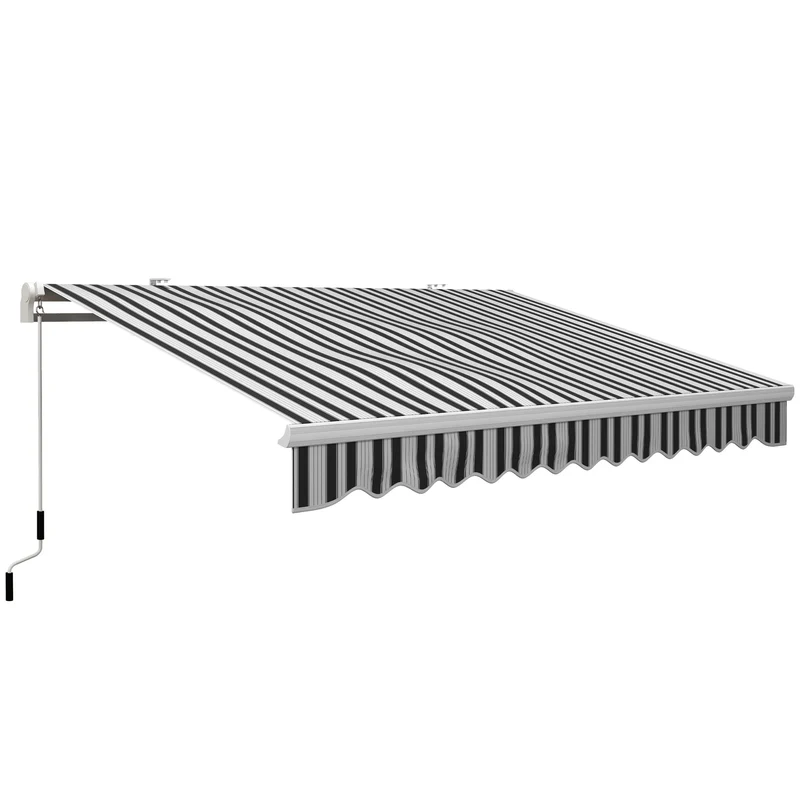 Outsunny Store Banne Manuel Rétractable 395x245 cm Angle Réglable Bleu et Blanc