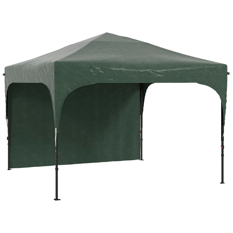 Outsunny Tonnelle Pliante 3x3 M Hauteur Réglable 1 Paroi Latérale Verte