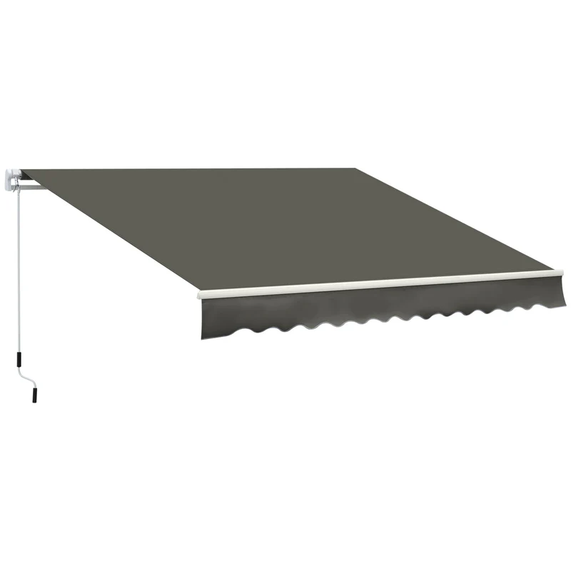Outsunny Store Banne Manuel Rétractable 350x250 Cm Avec Manivelle En Métal Gris