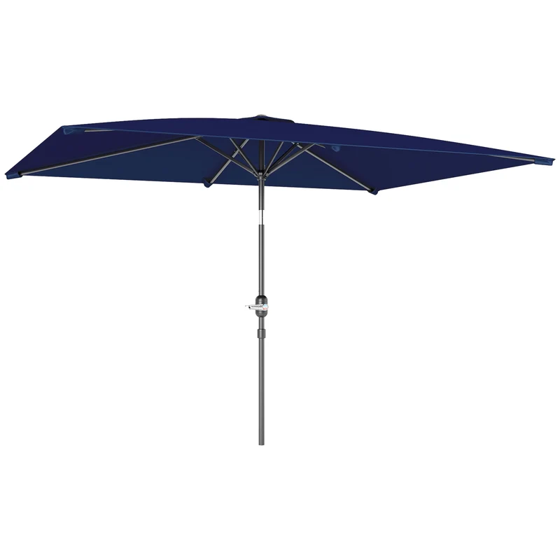 Outsunny Parasol de terrasse extérieur 200x300 cm à angle réglable bleu marine