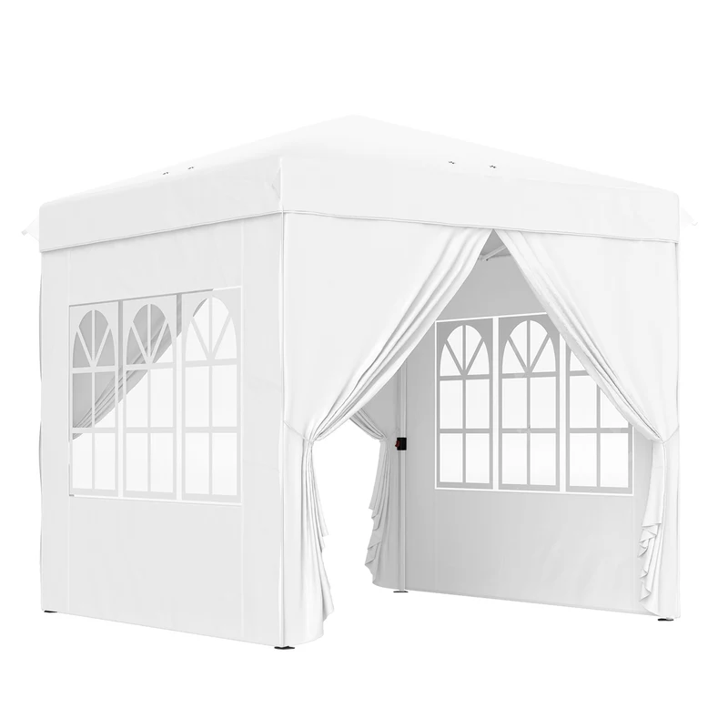 Outsunny Tente Pliante Pop-up 2,5x2,5 M Avec 4 Parois Latérales Anti-UV Blanc