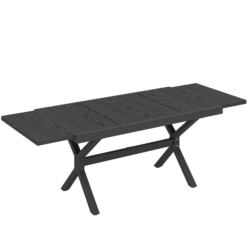 Outsunny Table de jardin extérieure extensible 154/214x85 cm en aluminium et acier gris