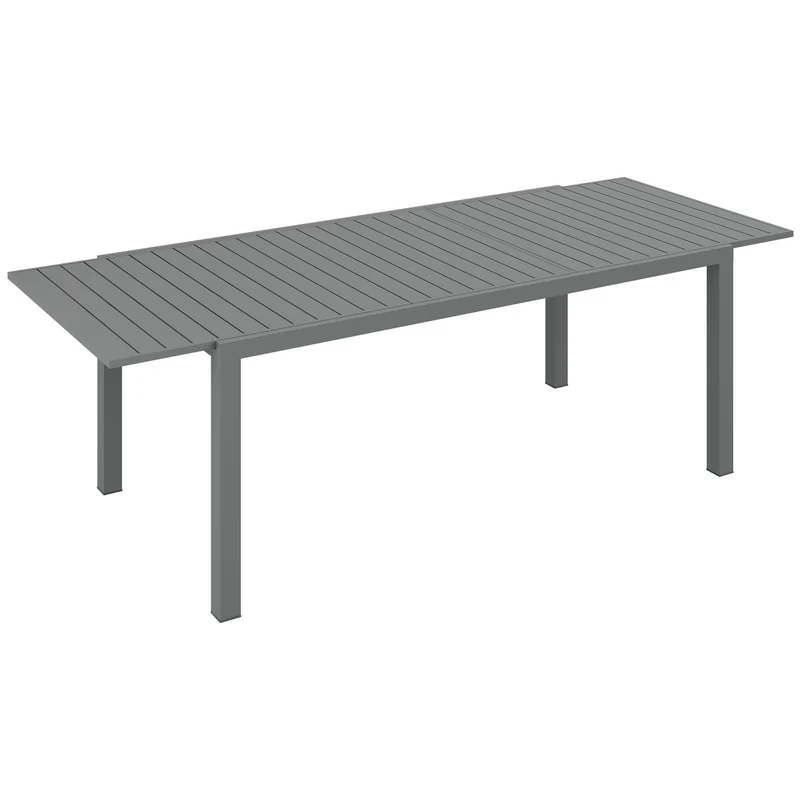 Outsunny Table de Jardin Extensible avec Cadre en Aluminium 180/240x94x73 cm Gris