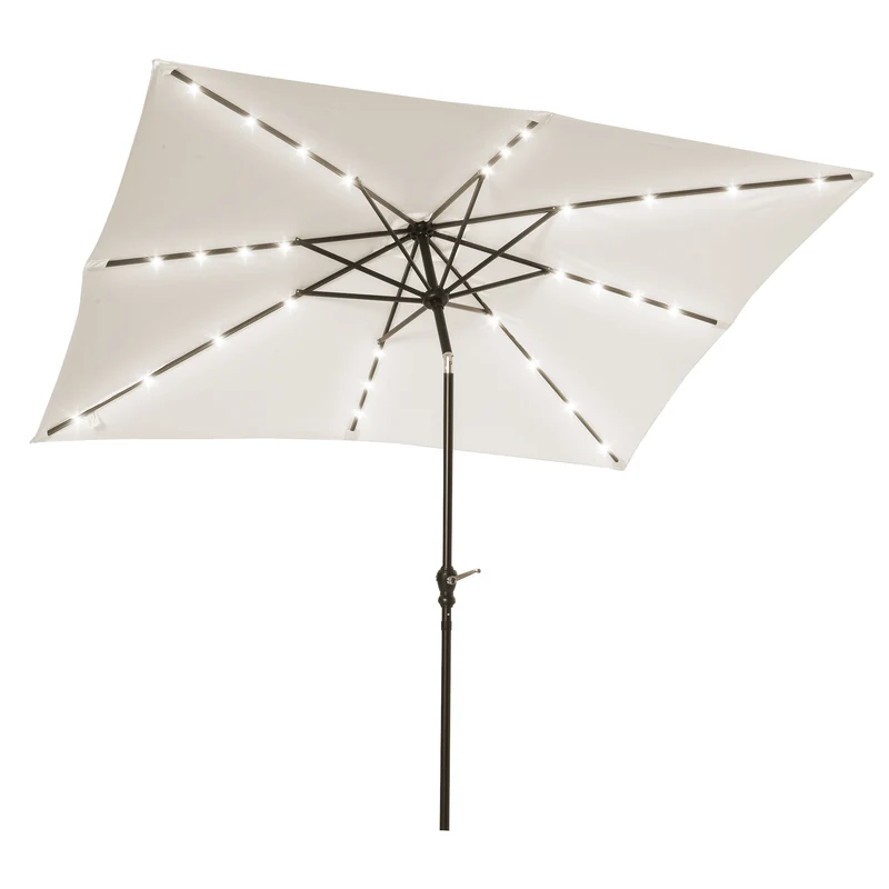 Outsunny Parasol de Jardin 268x205x248 cm avec Toit Inclinable et Lumières LED Crème