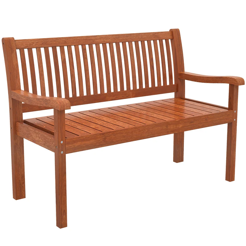 Outsunny Banc de jardin en bois avec housse imperméable marron clair