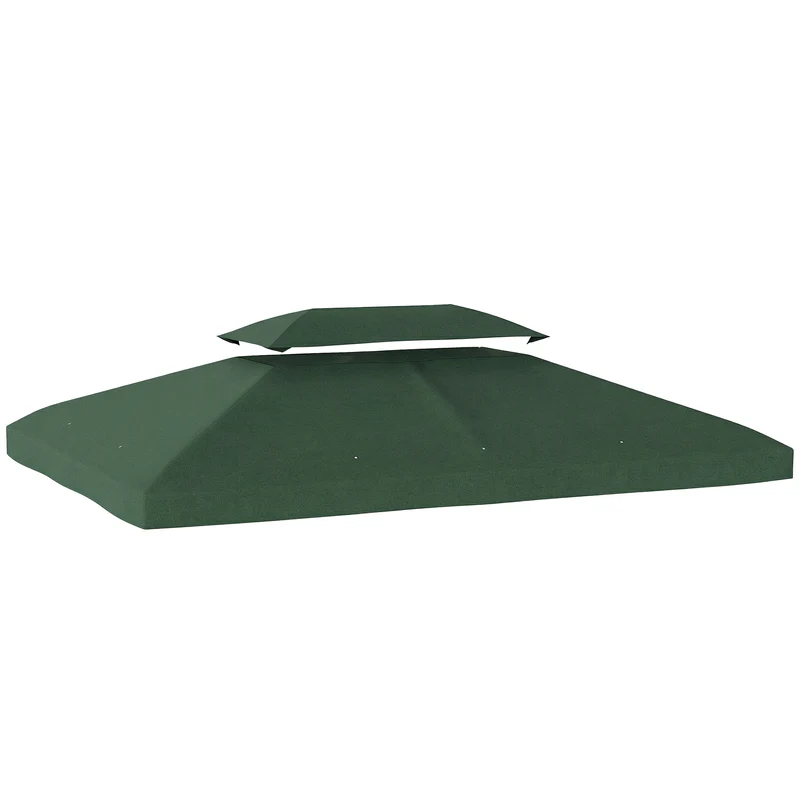 Outsunny Toit de Rechange pour Tonnelle 4x3 M avec Double Toit Anti-UV Vert