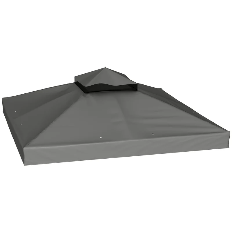 Outsunny Toit de Rechange pour Tonnelle 3x3 m avec Double Toit Anti-UV Gris