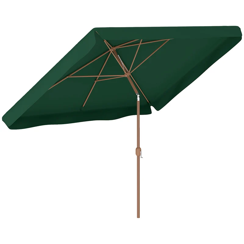 Outsunny Parasol de terrasse extérieur 300x200 cm avec angle réglable vert
