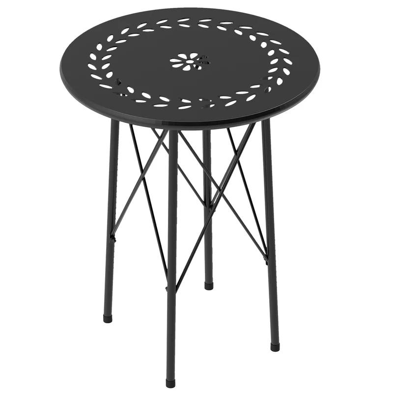 Outsunny Table de Jardin Ronde Ø40x50 cm pour Intérieur et Extérieur Noir