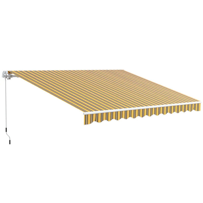Store Banne Manuel Rétractable Outsunny 350x250 cm avec Manivelle Métallique Gris et Jaune