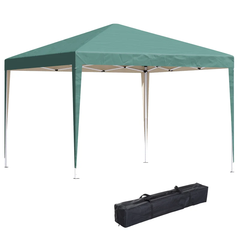 Outsunny Tente Pliante 3x3 M Avec Sac De Transport Hauteur Réglable Verte