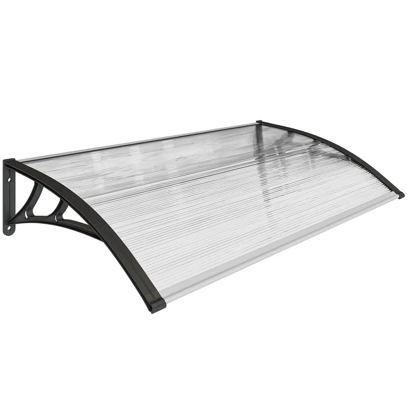 Outsunny Auvent de porte et fenêtre 110x60 cm avec bandeau en aluminium