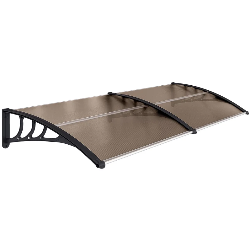 Outsunny Auvent de porte et fenêtre 195x75 cm avec support en aluminium