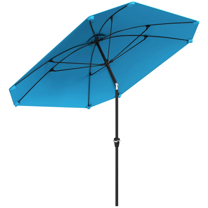 Outsunny Parasol de Terrasse Extérieur 233x233 cm à Angle Ajustable Bleu