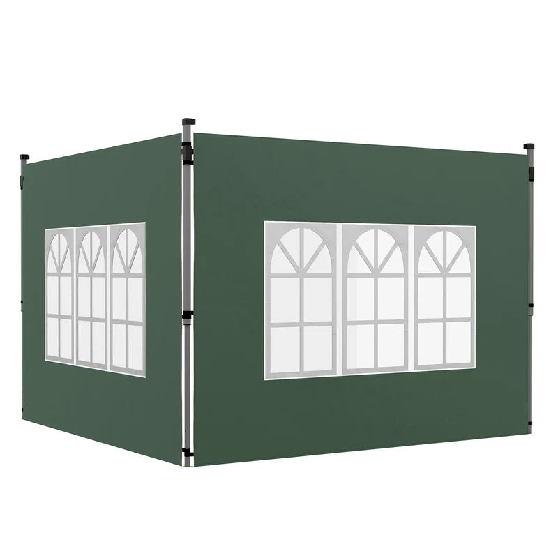 Outsunny Murs Latéraux pour Tonnelle 2 Panneaux 295x195 cm avec Fenêtre Vert