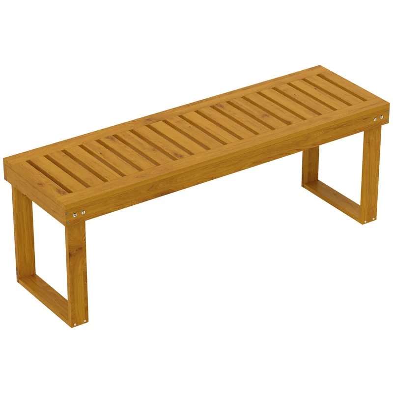 Outsunny Banc de jardin 2 places en bois à lattes 120x34x43cm Teck