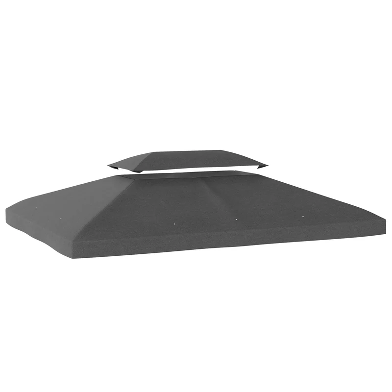 Outsunny Toit de Rechange pour Tonnelle 4x3 M Double Toit Anti-UV Gris Foncé