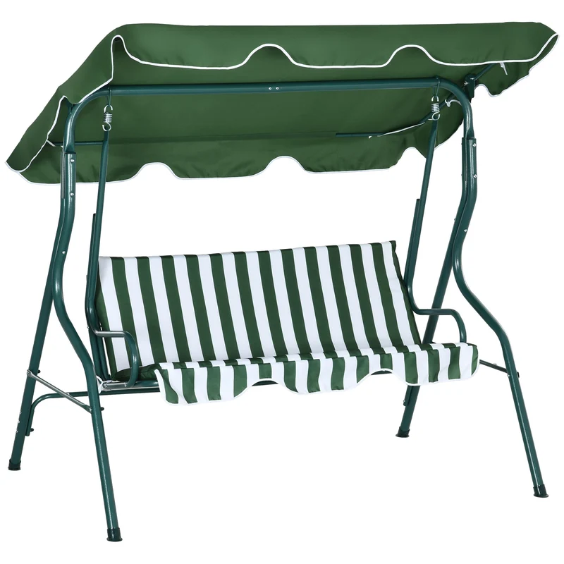 Outsunny Balancelle de Jardin avec Toit Inclinable 170x110x153 cm Vert
