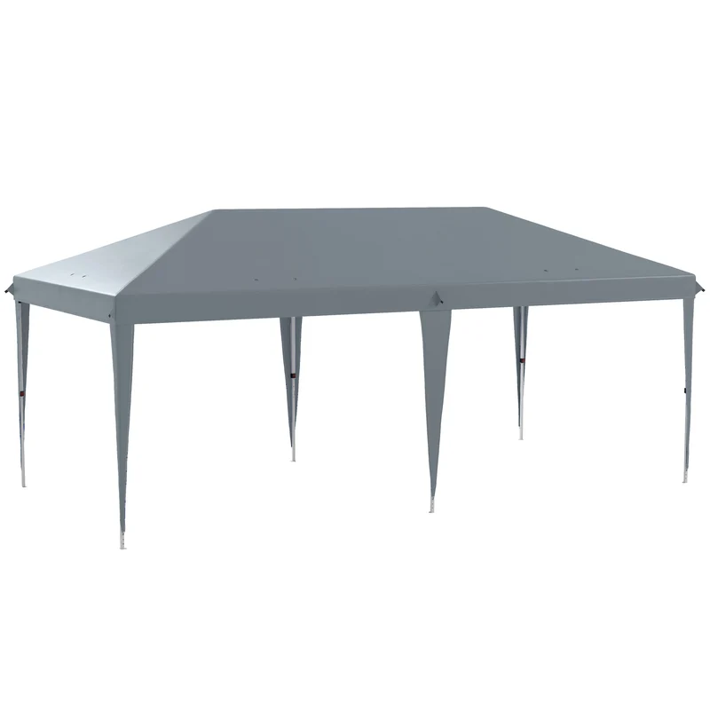Outsunny Tente Pliante 6x3 M Réglable en Hauteur et Auvent Anti-UV Gris Clair