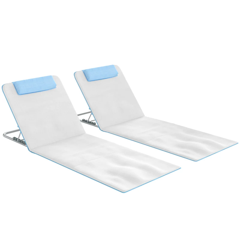 Outsunny Ensemble de 2 Tapis de Plage Pliables 134x48x33-43 cm Beige
