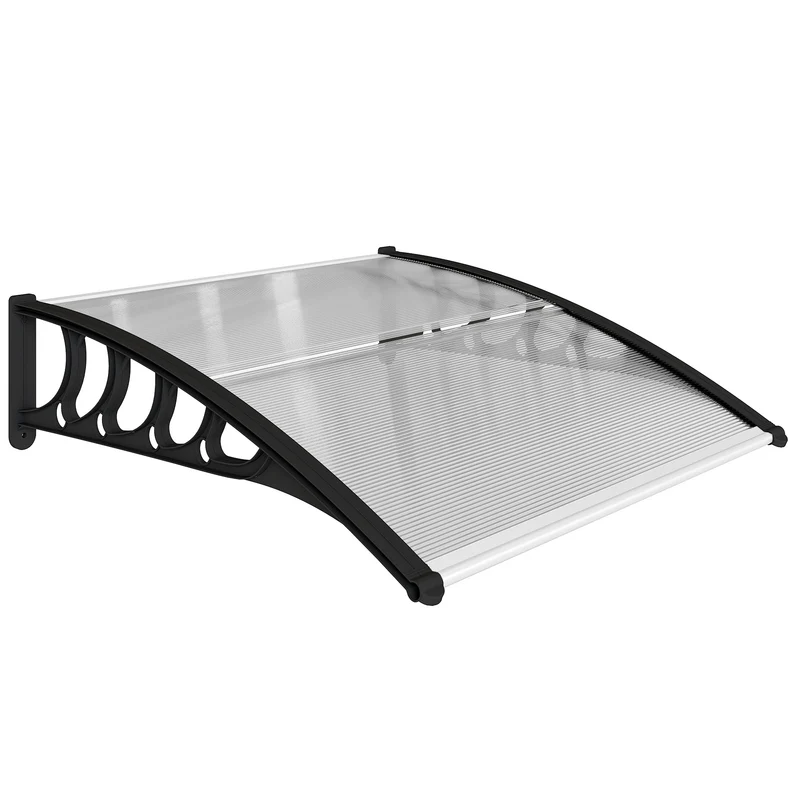 Outsunny Auvent de porte et fenêtre 103x96,5 cm avec barre en aluminium
