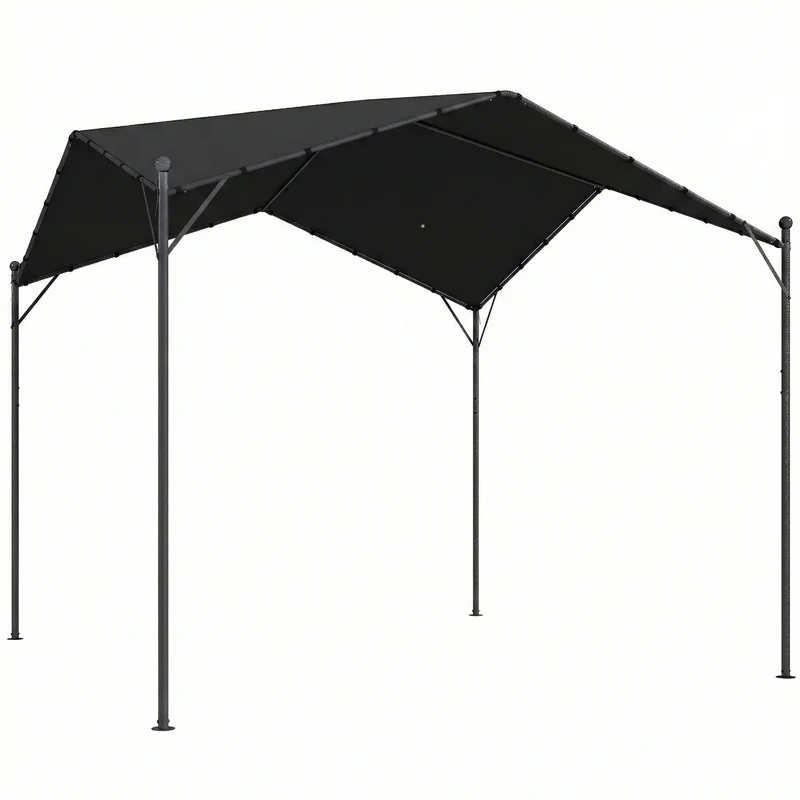 Outsunny Pergola de Jardin 3x3 m avec Toit Incliné et Auvent UPF30+ Gris Foncé