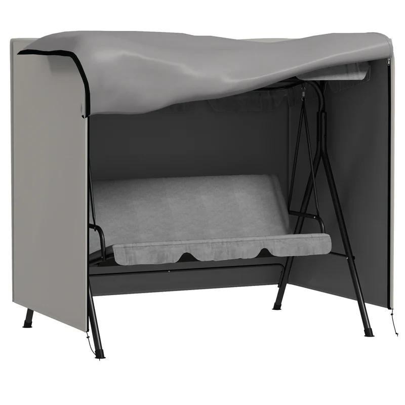 Outsunny Housse De Balancelle De Jardin Avec 2 Fermetures Éclair 177x114x152 Cm Gris