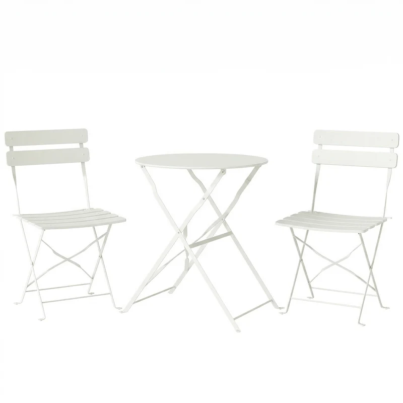 Outsunny Ensemble Mobilier Jardin avec 2 Chaises Pliantes et Table Crème