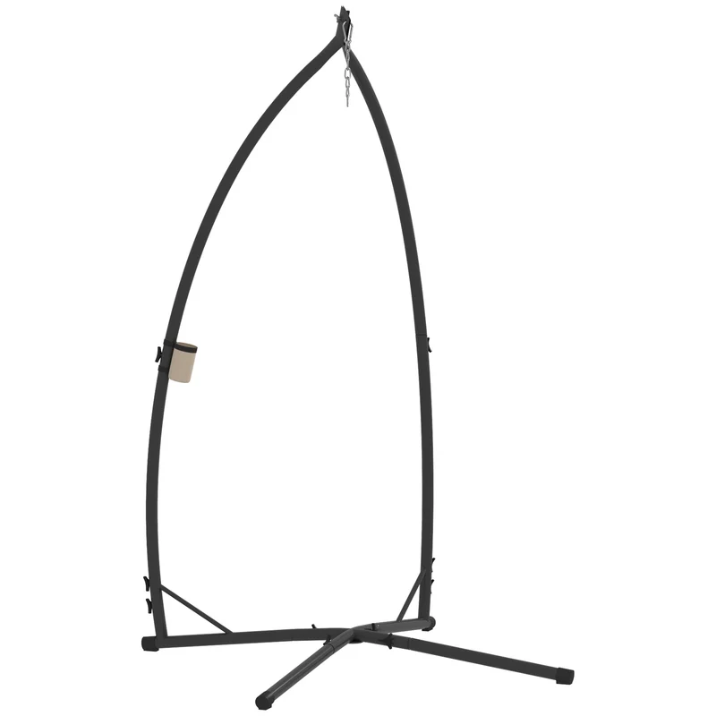 Outsunny Support en Acier pour Chaise Suspendue avec Base Stable et Porte-Gobelet Noir