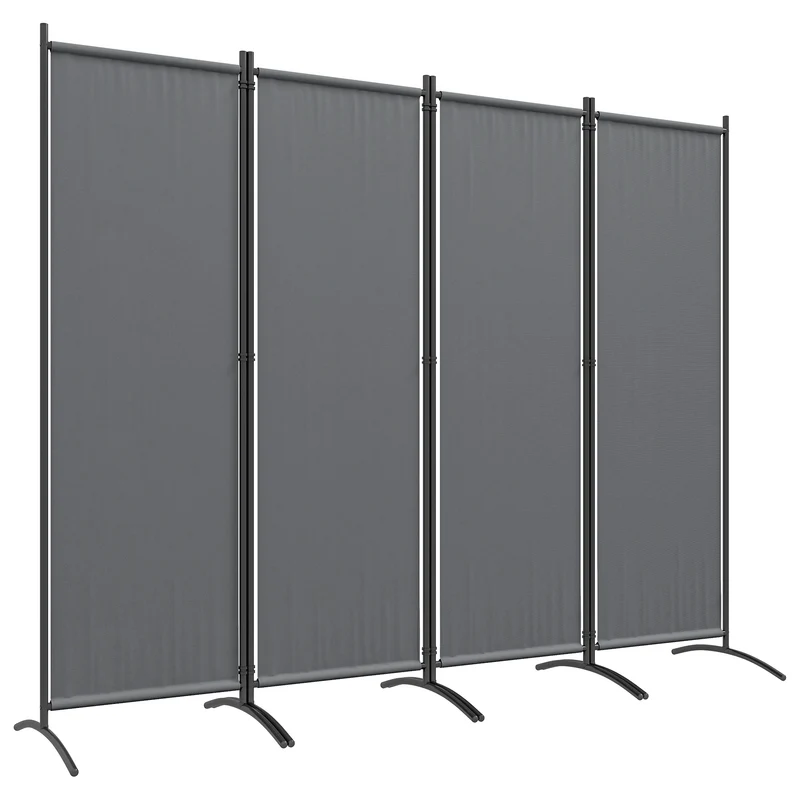 Outsunny Paravent Pliable à 4 Panneaux 221x172 cm Gris
