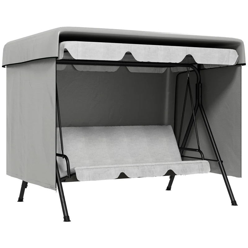 Outsunny Housse de Balançoire de Jardin avec Fermeture Éclair 215x155x150 Cm Gris Clair