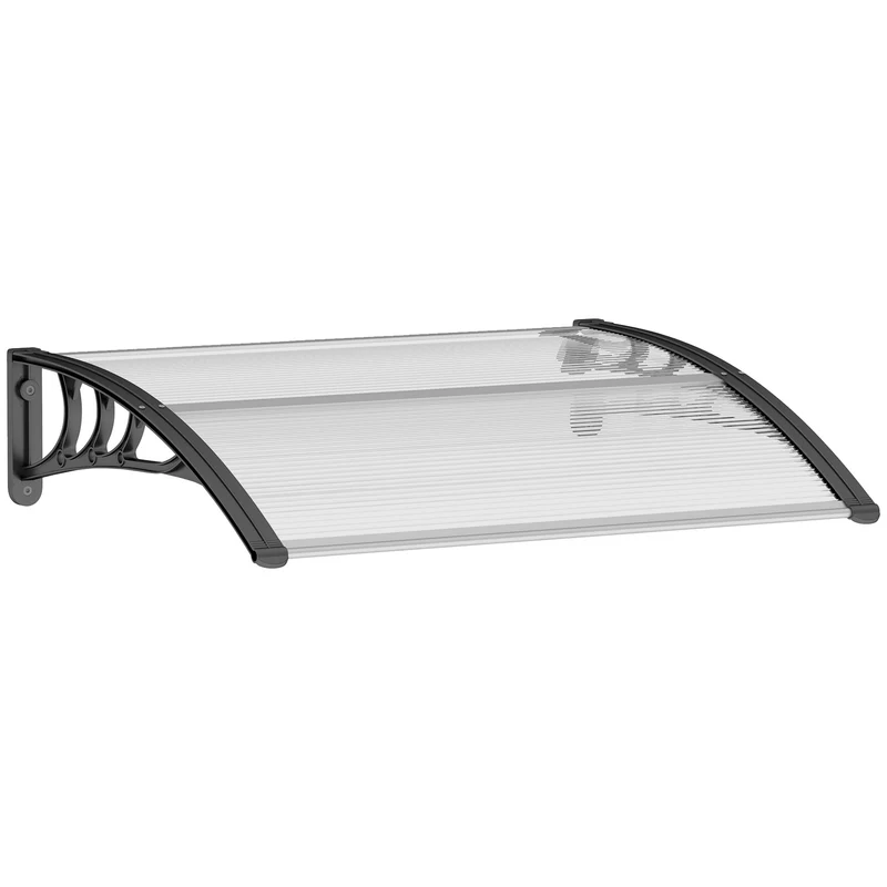 Outsunny Auvent de porte 75x100cm en polycarbonate transparent