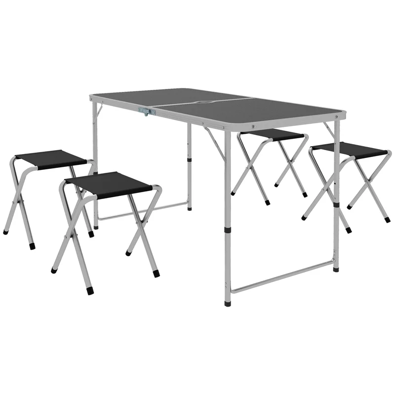 Outsunny Table de camping pliante avec chaises 5 pièces noir