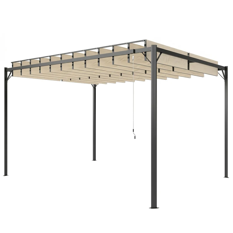 Outsunny Pergola de Jardin 3x4 M avec Toit à Lames Orientables Upf50+ Crème