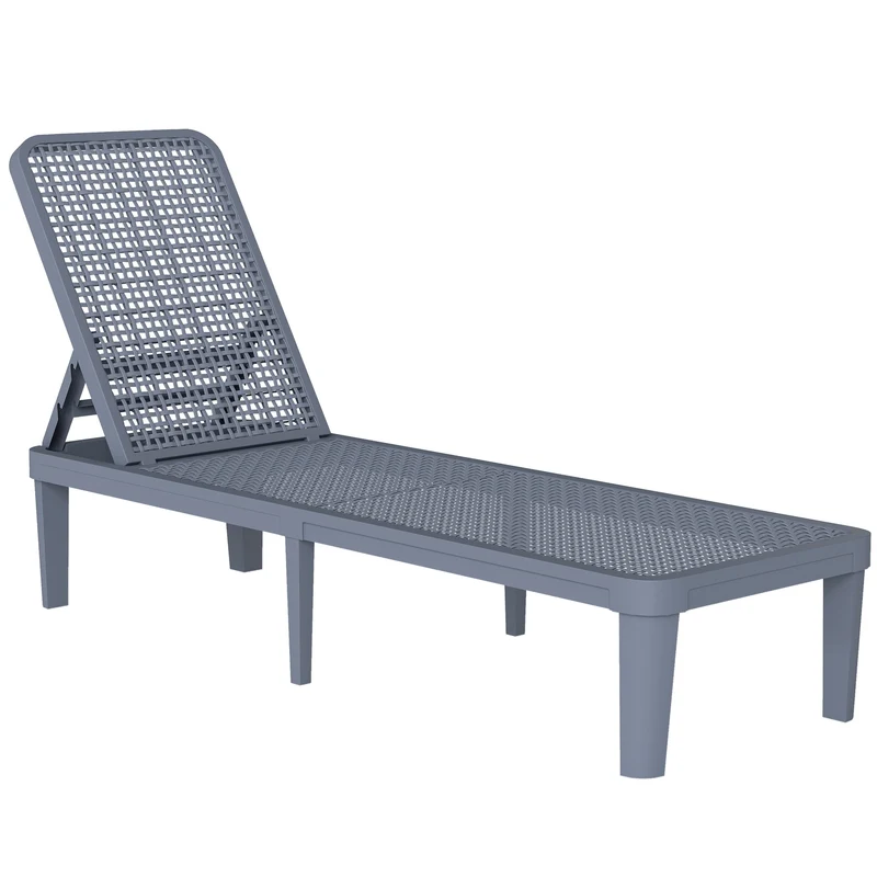 Outsunny Bain de Soleil Extérieur avec Dossier Réglable 191x55x35,5 cm Gris