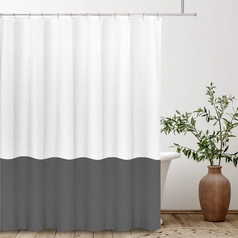 Rideau de douche biton blanc et gris