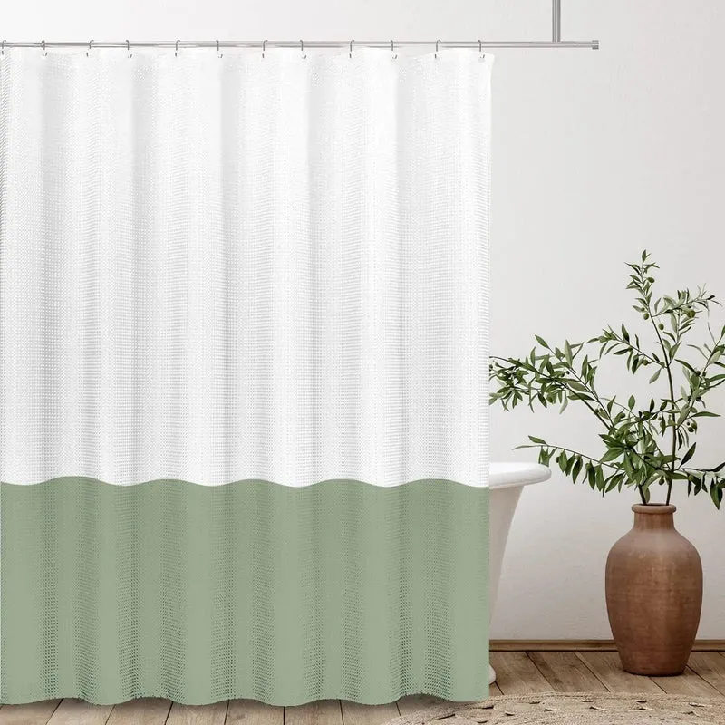 Rideau de douche biton blanc et kaki
