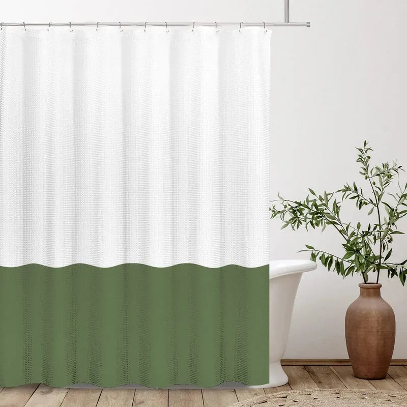 Rideau de douche biton blanc et vert
